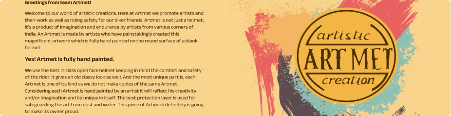 Artmet hand-painted helmet store website built with Astro.js and Strapi by Alienity Technologies